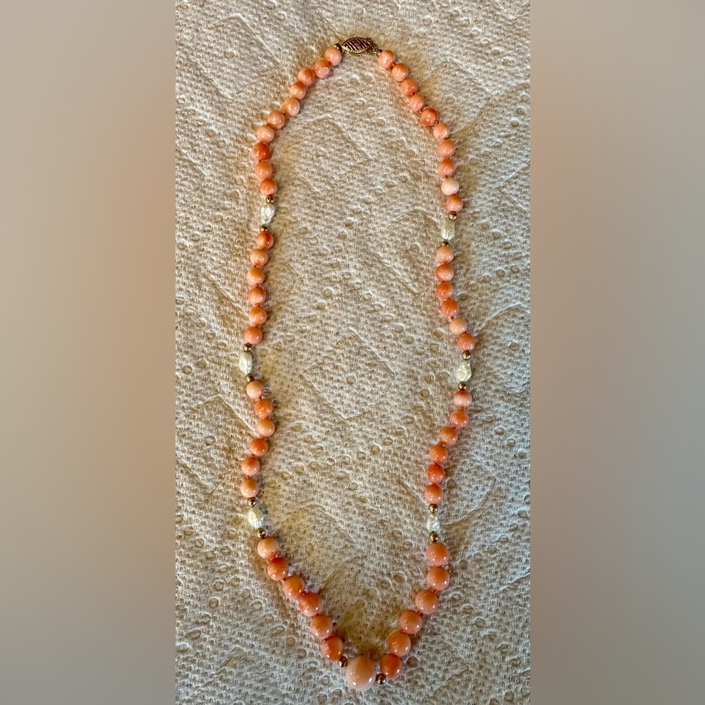 Salmon Coral Bead Necklace